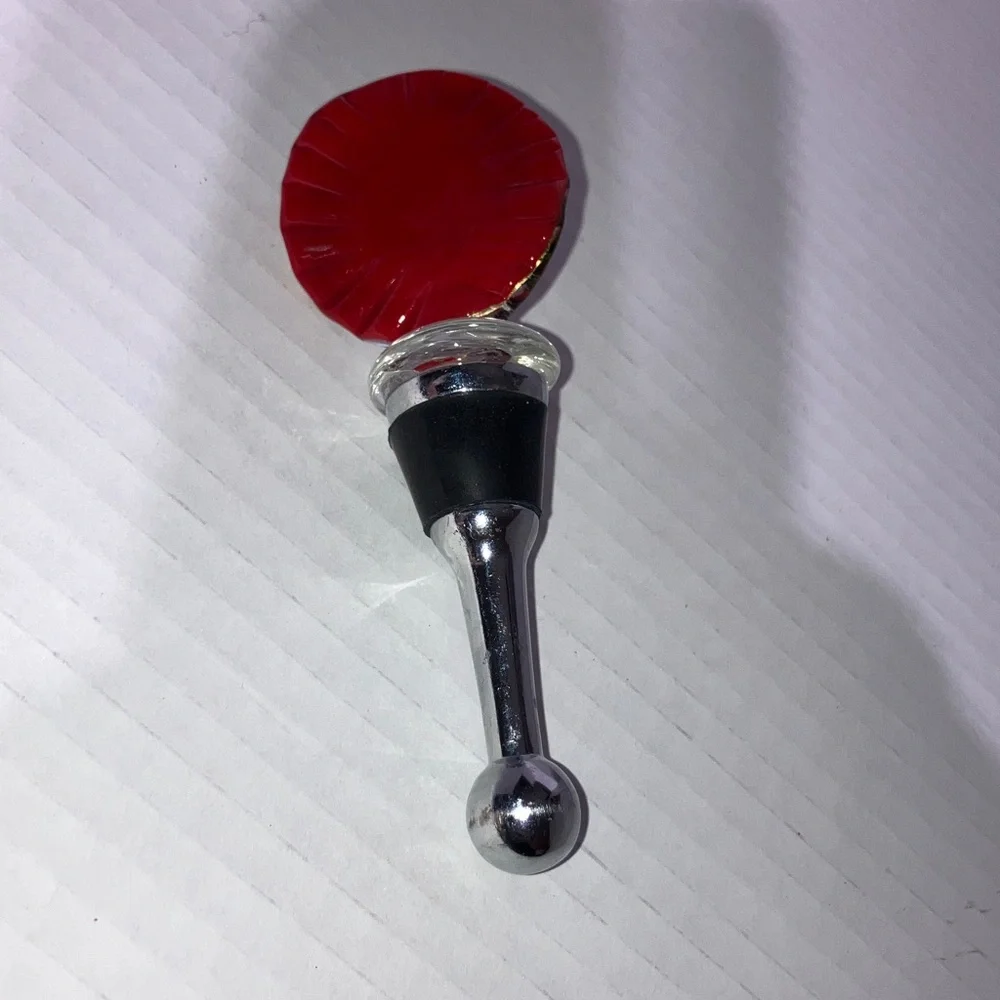 Colorful Swirl Wine Stopper Glass & Metal Red‎ Blue Green Gold